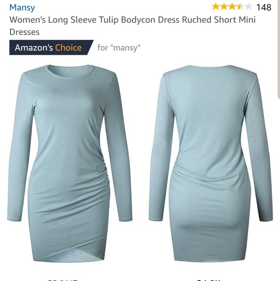 Mansy Women's Long Sleeve Tulip Bodycon Dress Ruch - Picture 3 of 5